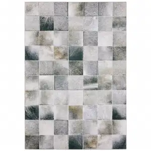 Photo of Grey Charcoal Brown And Beige Geometric Power Loom Stain Resistant Area Rug