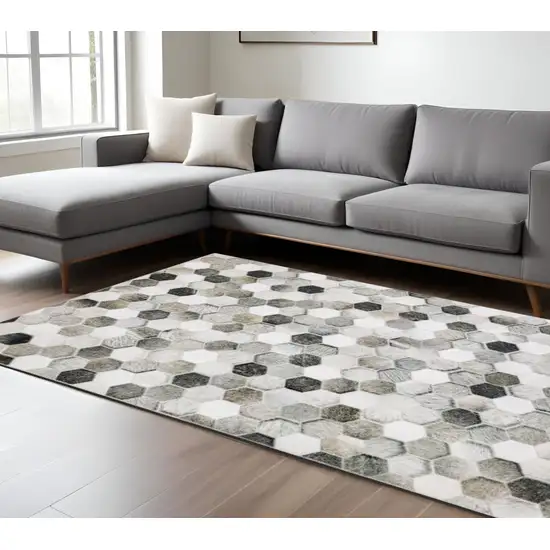 Gray and Ivory Geometric Power Loom Area Rug Photo 1