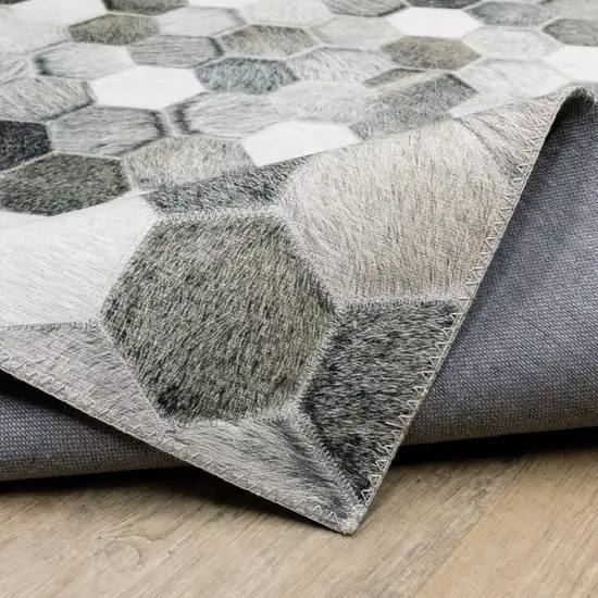 Grey Charcoal Brown Tan And Ivory Geometric Power Loom Stain Resistant Runner Rug Photo 8