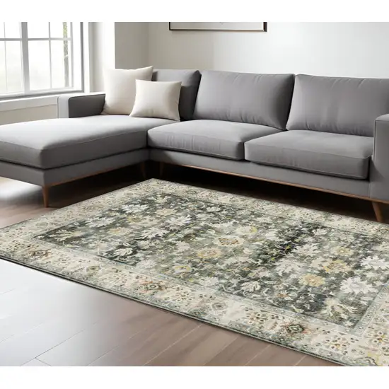 Gray and Ivory Oriental Non Skid Area Rug Photo 1