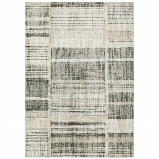 Grey Charcoal Ivory Tan Brown And Beige Geometric Power Loom Stain Resistant Area Rug Photo 2