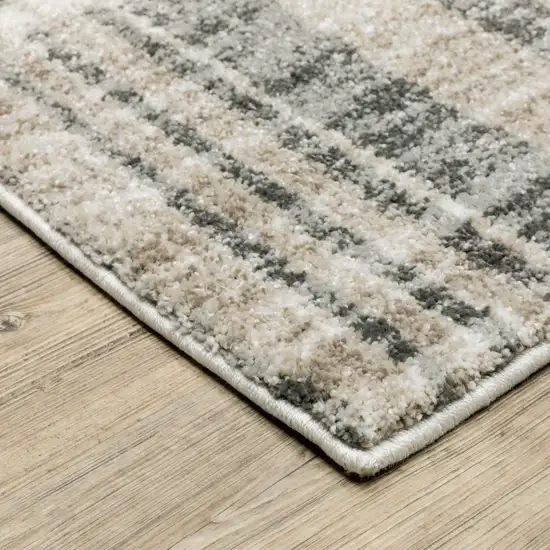 Grey Charcoal Ivory Tan Brown And Beige Geometric Power Loom Stain Resistant Area Rug Photo 4