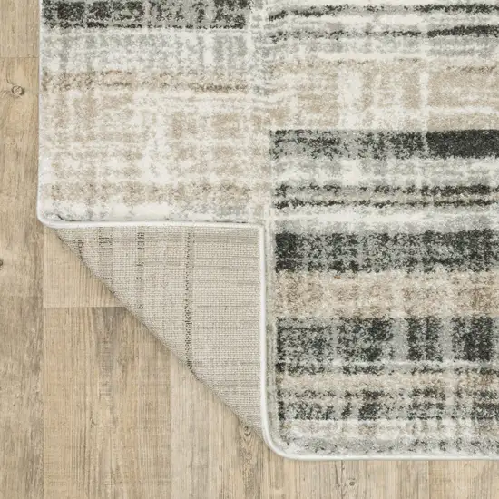 Grey Charcoal Ivory Tan Brown And Beige Geometric Power Loom Stain Resistant Area Rug Photo 7