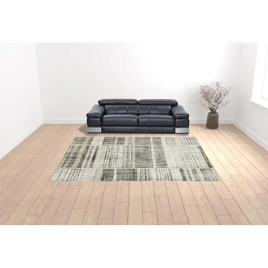 Grey Charcoal Ivory Tan Brown And Beige Geometric Power Loom Stain Resistant Area Rug Photo 3