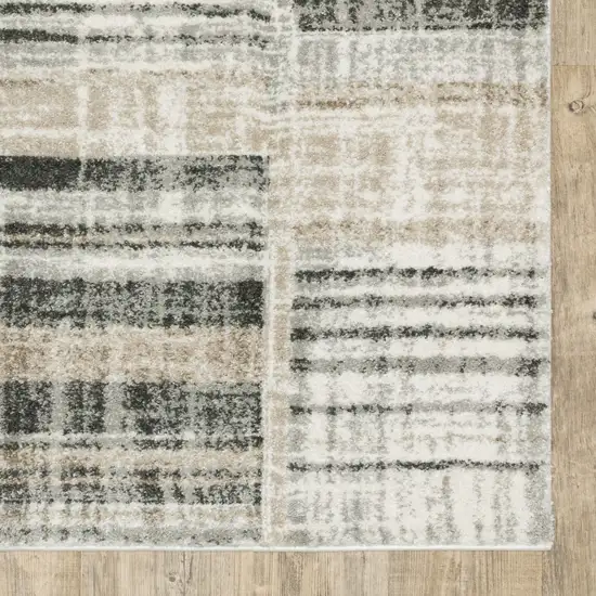 Grey Charcoal Ivory Tan Brown And Beige Geometric Power Loom Stain Resistant Area Rug Photo 5