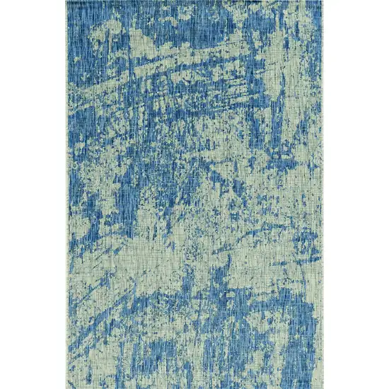 Grey Denim Machine Woven UV Treated Abstract Brushstroke Indoor Outdoor Area Rug Photo 1