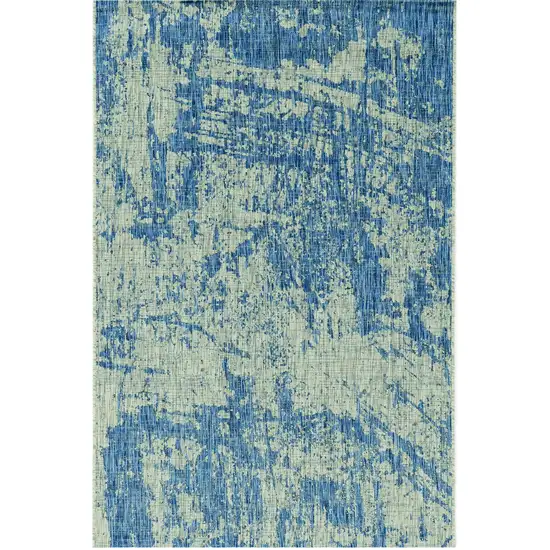 3'X5' Grey Denim Machine Woven Uv Treated Abstract Brushstroke Indoor Outdoor Area Rug Photo 1