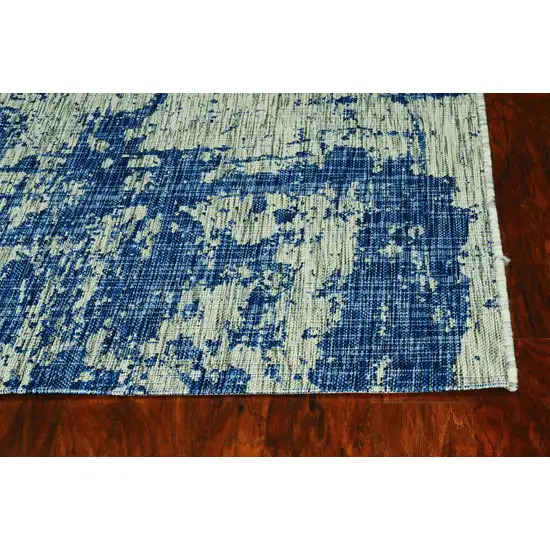 Grey Denim Machine Woven UV Treated Abstract Brushstroke Indoor Outdoor Area Rug Photo 3