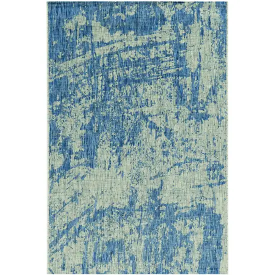 5' X 7' Grey Denim Machine Woven Uv Treated Abstract Brushstroke Indoor Outdoor Area Rug Photo 2