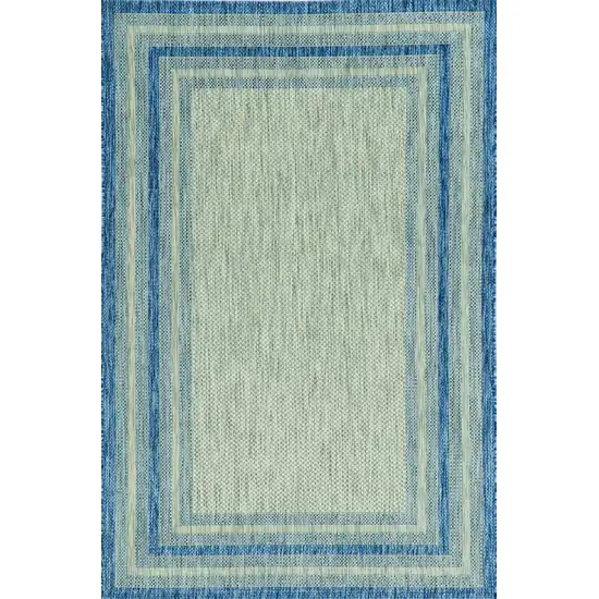 Grey Denim Machine Woven UV Treated Bordered Indoor Outdoor Accent Rug Photo 1