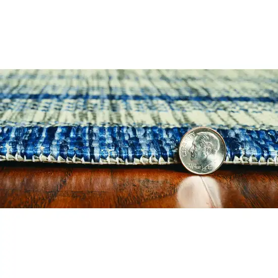 Grey Denim Machine Woven UV Treated Bordered Indoor Outdoor Accent Rug Photo 5