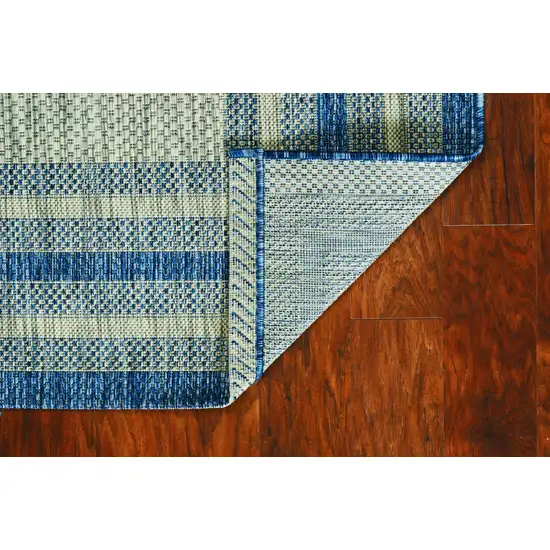 Grey Denim Machine Woven UV Treated Bordered Indoor Outdoor Accent Rug Photo 3