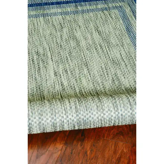 Grey Denim Machine Woven UV Treated Bordered Indoor Outdoor Accent Rug Photo 4