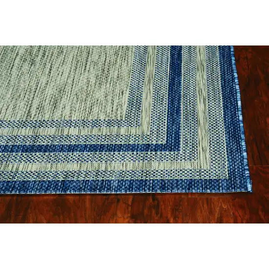 Grey Denim Machine Woven UV Treated Bordered Indoor Outdoor Accent Rug Photo 6