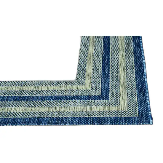 Grey Denim Machine Woven UV Treated Bordered Indoor Outdoor Accent Rug Photo 2