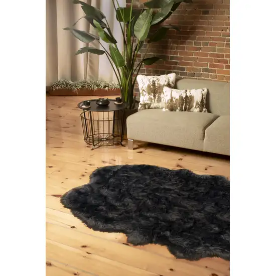 Grey Faux Fur Washable Non Skid Area Rug Photo 4