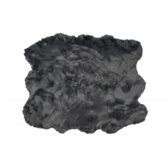 Grey Faux Fur Washable Non Skid Area Rug Photo 2