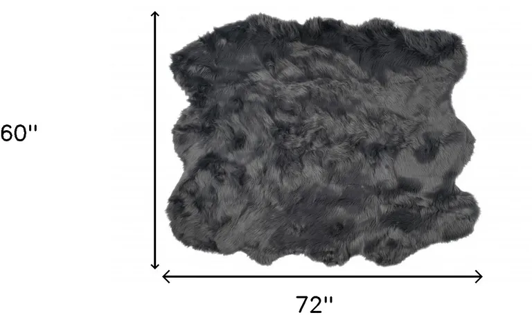 Grey Faux Fur Washable Non Skid Area Rug Photo 5