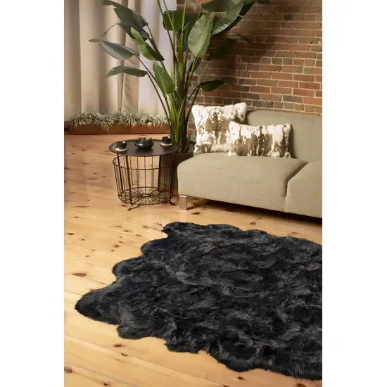 Grey Faux Fur Washable Non Skid Area Rug Photo 5