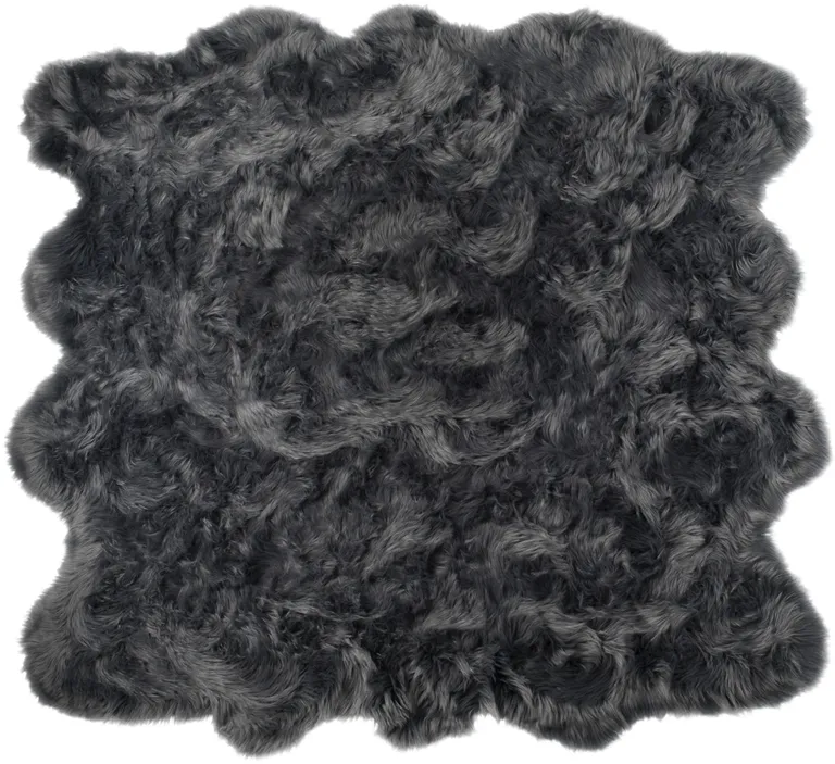 Grey Faux Fur Washable Non Skid Area Rug Photo 2