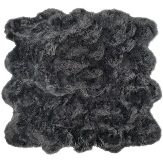 Grey Faux Fur Washable Non Skid Area Rug Photo 2