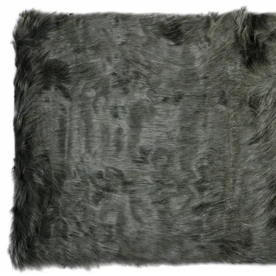 Grey Faux Fur Animal Print Area Rug Photo 5