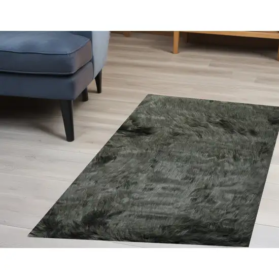 Grey Faux Fur Animal Print Area Rug Photo 1