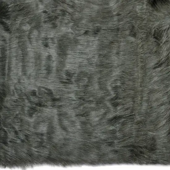 Grey Faux Fur Animal Print Area Rug Photo 4