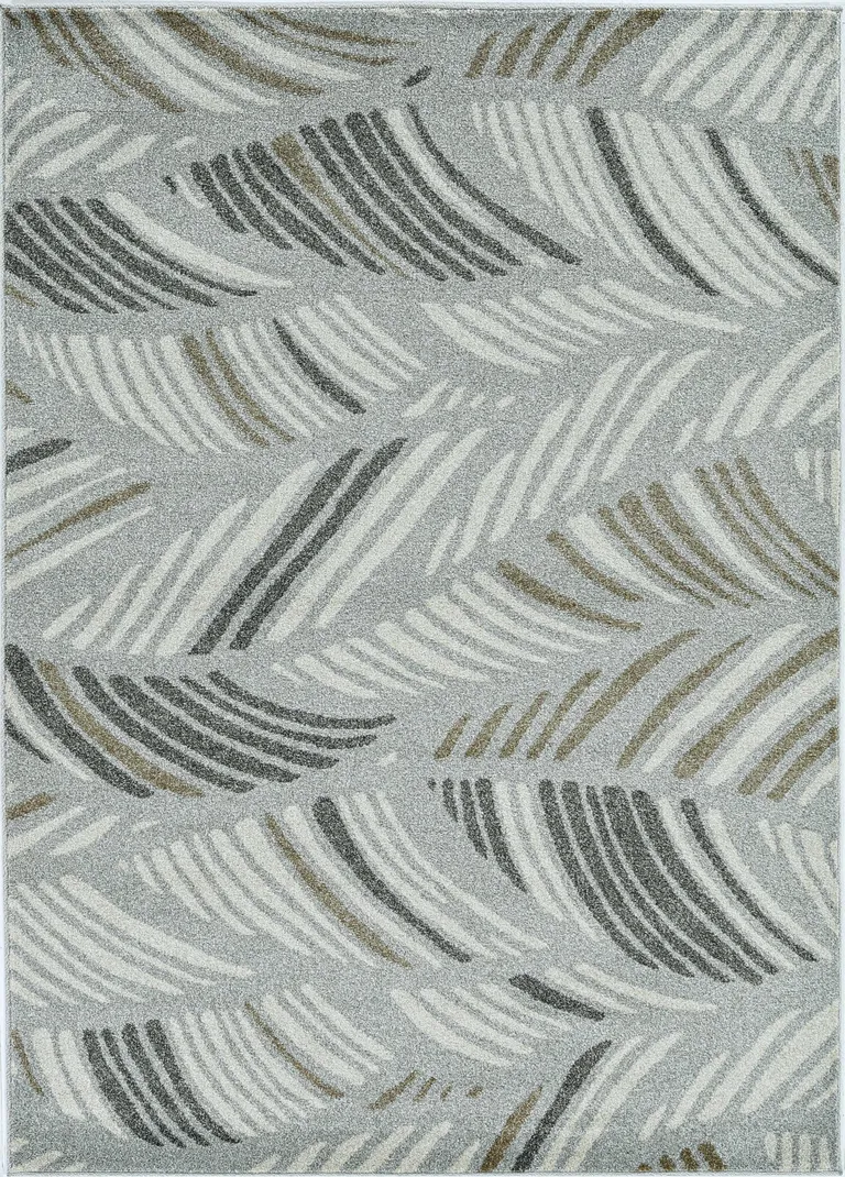 Grey Feather Pattern Indoor Outdoor Area Rug Photo 2