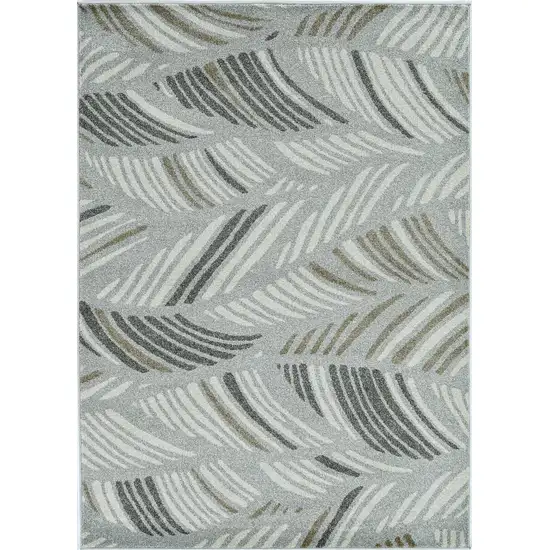 Grey Feather Pattern Indoor Outdoor Area Rug Photo 2