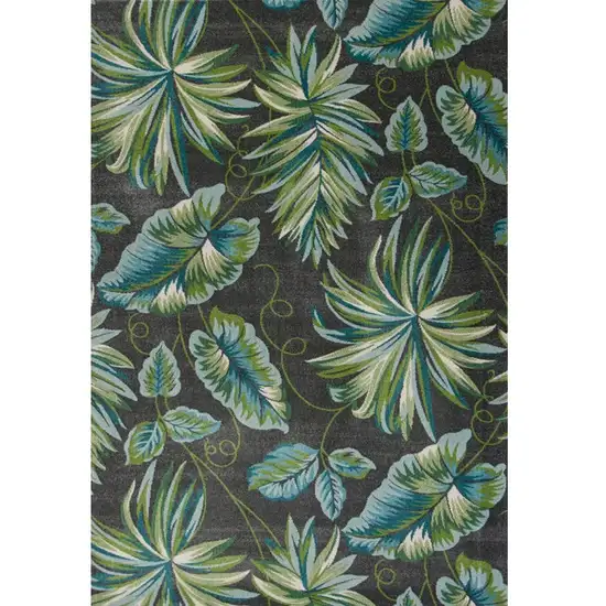 3'X5' Grey Floral Polypropylene Rug Photo 2