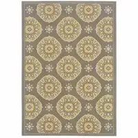Photo of Grey Floral Stain Resistant Indoor Outdoor Area Rug