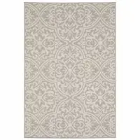 Photo of Grey Floral Stain Resistant Indoor Outdoor Area Rug