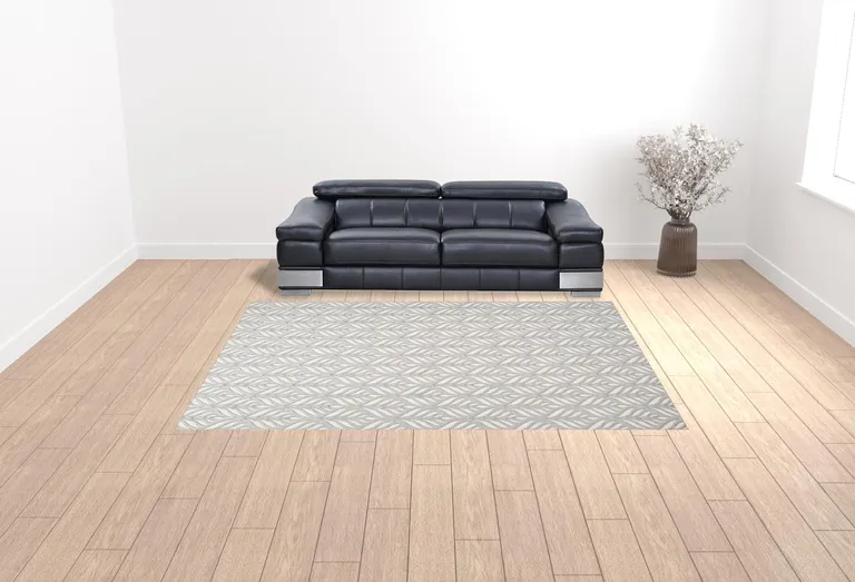 Grey Floral Stain Resistant Non Skid Area Rug Photo 2