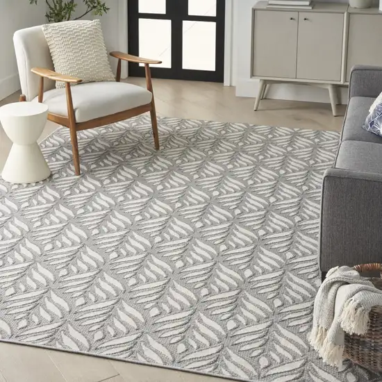 Grey Floral Stain Resistant Non Skid Area Rug Photo 7