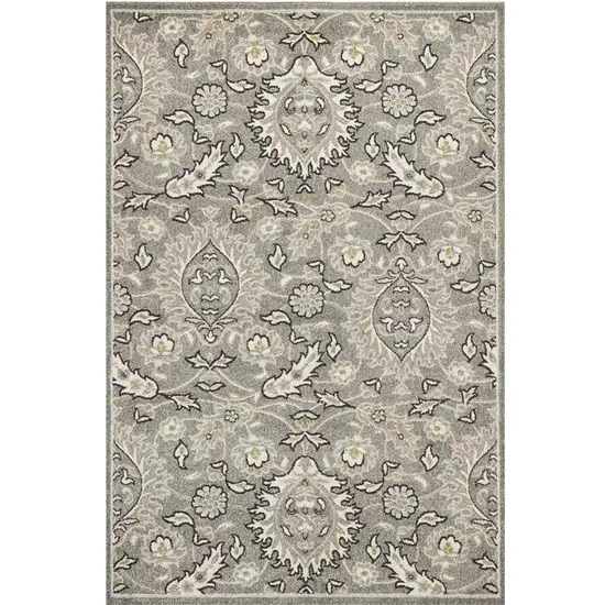 Grey Floral Vine UV Treated Indoor Area Rug Photo 2