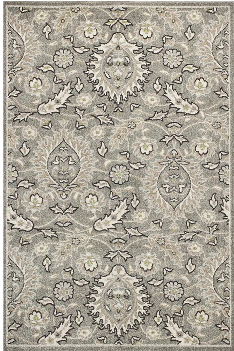 Grey Floral Vine UV Treated Indoor Area Rug Photo 2