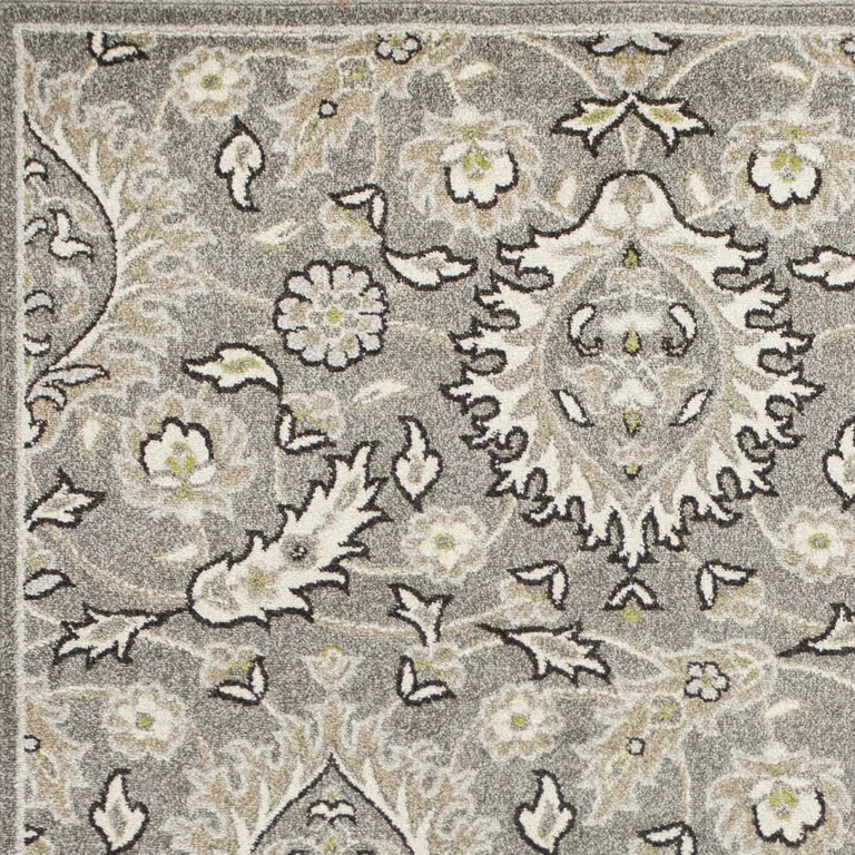 Grey Floral Vine UV Treated Indoor Area Rug Photo 1