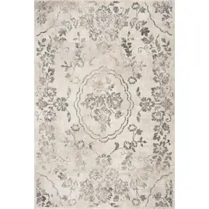 Photo of Grey Floral Vines Area Rug