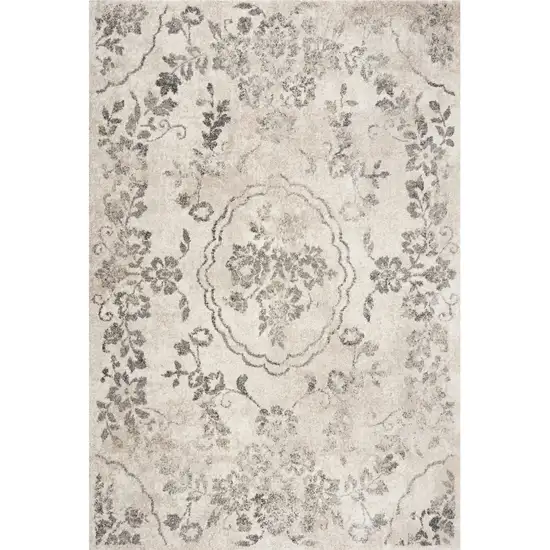 Grey Floral Vines Area Rug Photo 2