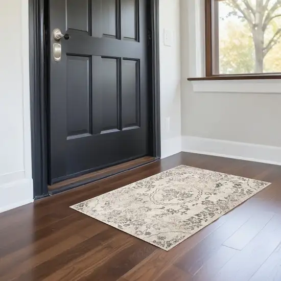 Grey Floral Vines Area Rug Photo 1