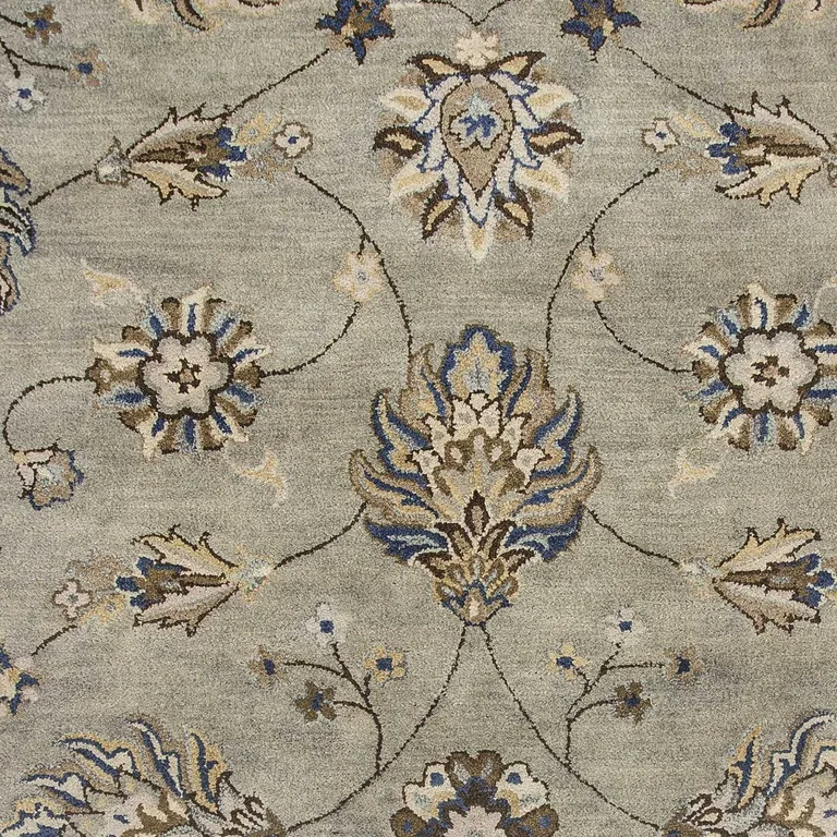 Grey Floral Vines Wool Area Rug Photo 2