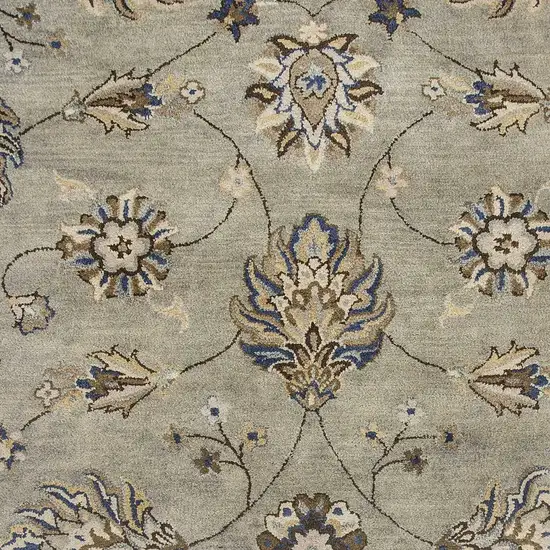 Grey Floral Vines Wool Area Rug Photo 2