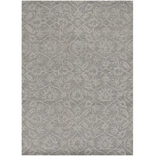 Grey Floral Vines Wool Indoor Area Rug Photo 2