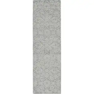 Photo of Grey Floral Vines Wool Indoor Area Rug