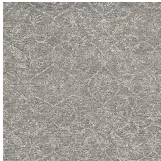 Grey Floral Vines Wool Indoor Area Rug Photo 5