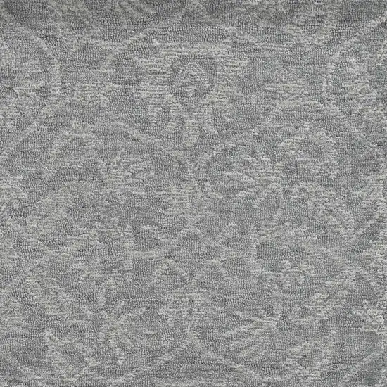 Grey Floral Vines Wool Indoor Area Rug Photo 2