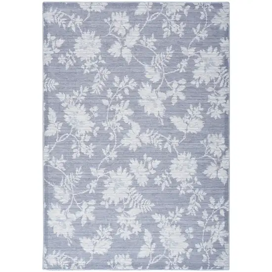 Grey Floral Washable Area Rug Photo 1