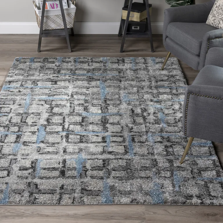 Grey Geometric Area Rug Photo 5