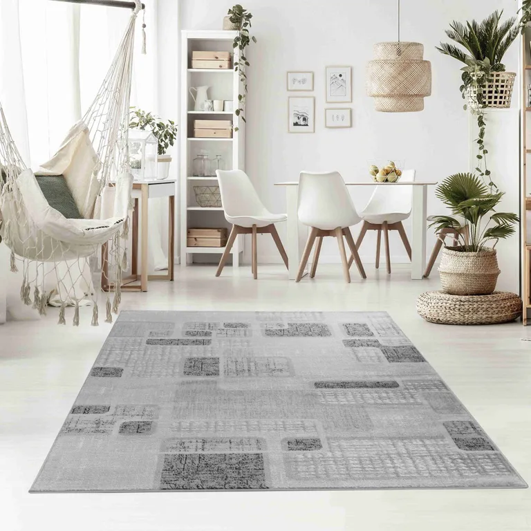 Grey Geometric Area Rug Photo 4